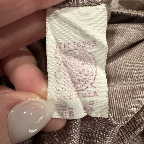 Vintage Flair Half Slip Skirt Side Slit Floral Lace Trim Beige Womens Size Large - Picture 8 of 9